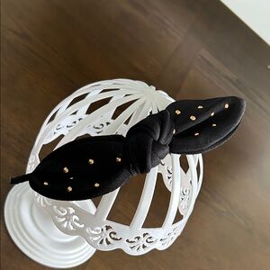 4/$20 Black Headband with Gold Polka Dots